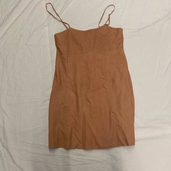 NEW Free People blush pink Soft Leather Square neck spaghetti strap solid - Picture 6 of 13